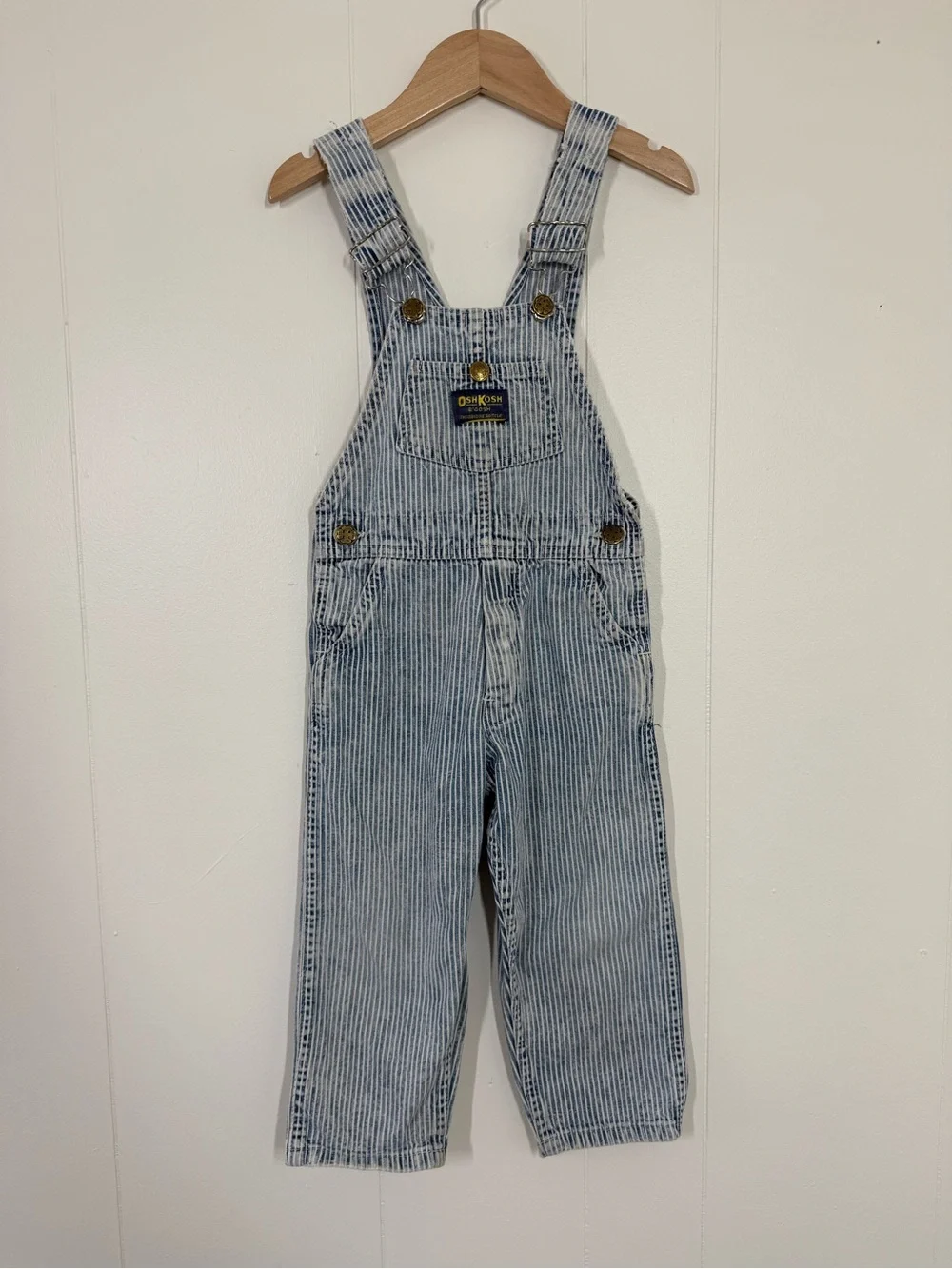 OshKosh B’Gosh Vintage Made in USA Paper Tag Striped Overalls